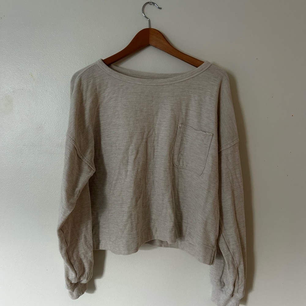 Aerie Women’s Crewneck Pocket Sweatshirt - Cream